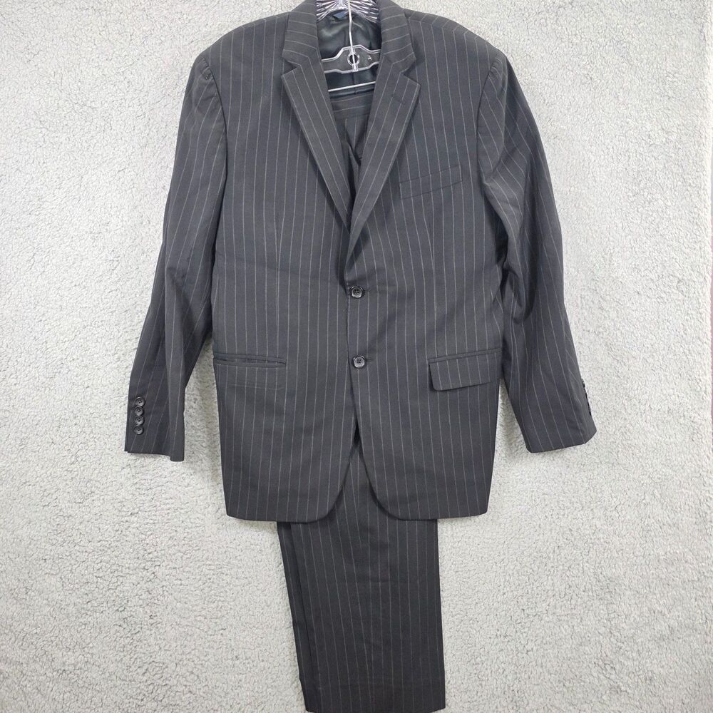 Brooks Brothers 1818 Milano Black Striped Men's Suit Size 43R 37/30 Wool
